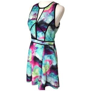 Adelyn Rae Sleeveless Watercolor‎ Fit and Flare Mini Cocktail Dress Size S